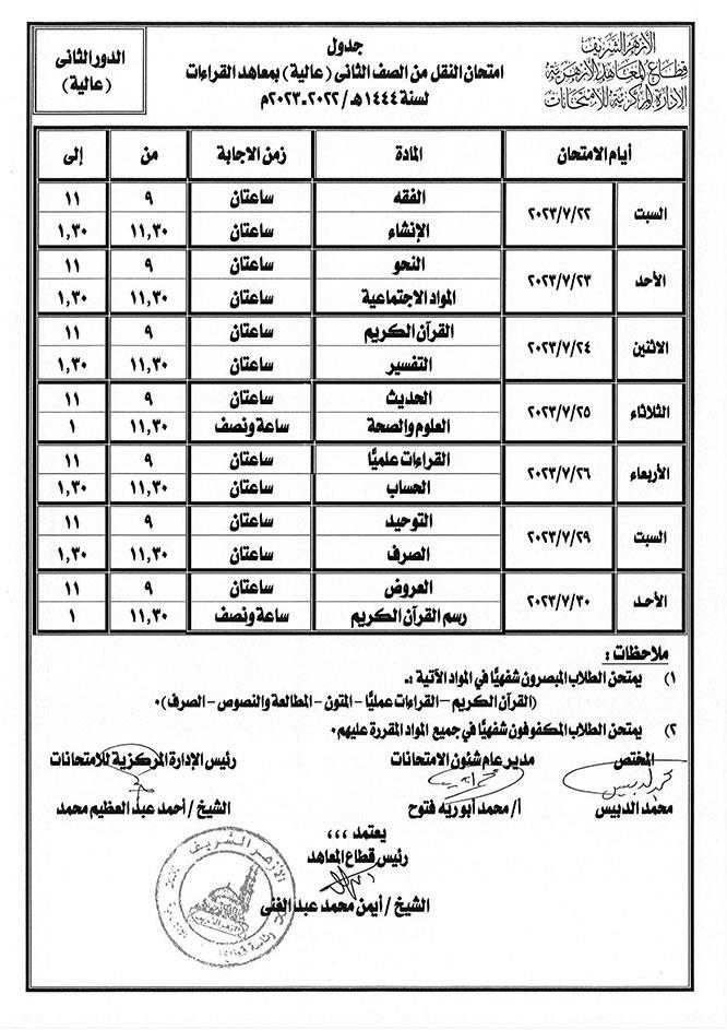 جداول-امتحانات-الدور-الثاني-بالأزهر-(11)