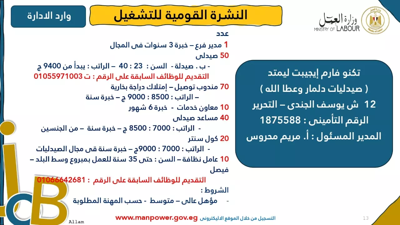 فرص عمل جديدة متاحة في مختلف المحافظات (52)